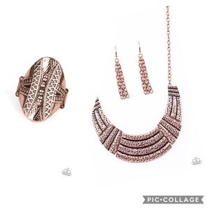 Beautiful Aztec Copper Necklace&Earrings plus Ring